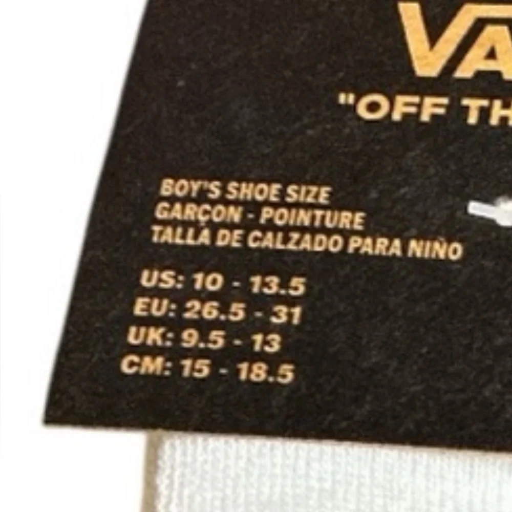 Vans kids Classic White Ankle Socks (3 pairs) size 10-13.5